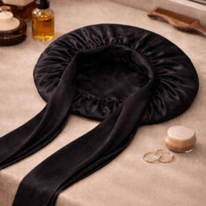 Satin Bonnet – Schwarz